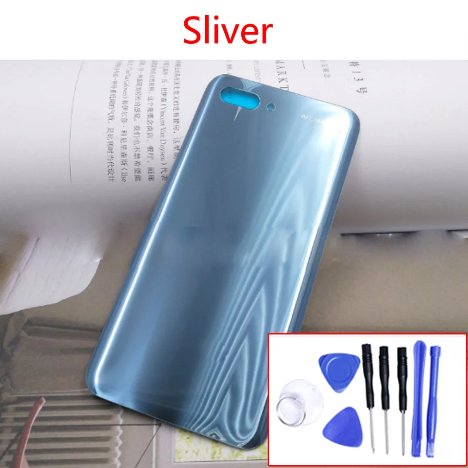 Для huawei honor 10 COL-L29 Задняя крышка батареи Задняя стеклянная панель двери Корпус чехол Ремонт Запасная часть - Цвет: Sliver-With Tool