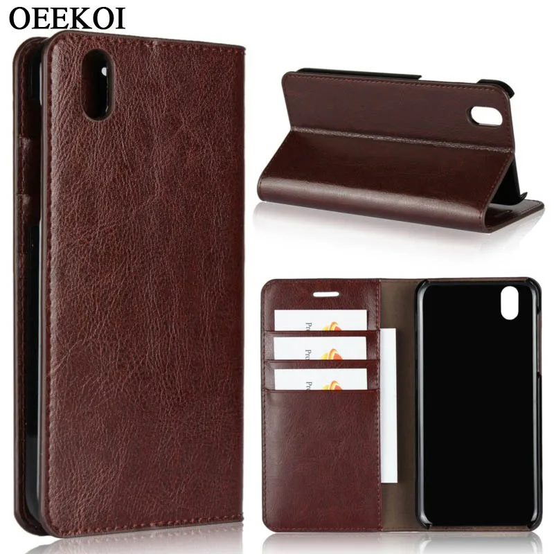 Чехол-книжка OEEKOI из натуральной кожи Crazy Horse для Sharp Aquos R2 Compact/Zero/sense2 SH-01L/Android One