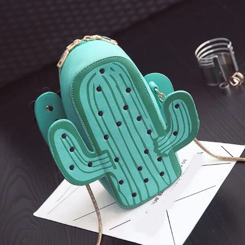 Женщины Новинка Кактус Форма Цветка Кожа Сумка Малый Девочек Crossbody Сцепления