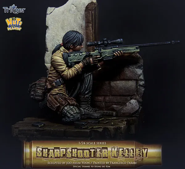 DIY 1/24 модельная фигурка из смолы 75 мм Женский Снайпер R109