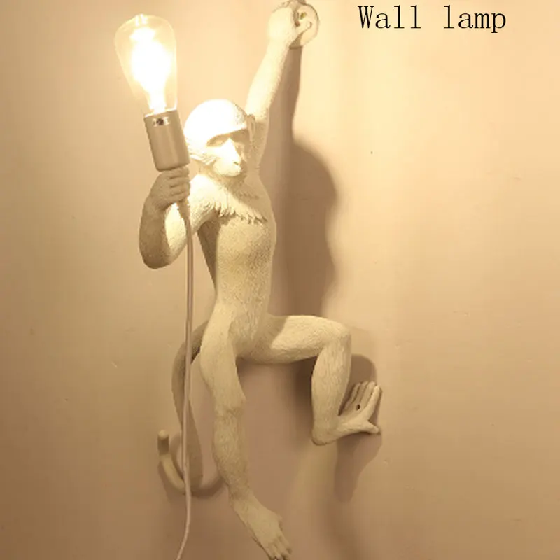 White Wall Lamp Современная черная/белая обезьяна, подвесные светильники, Современная пеньковая веревка, реплики, Seletti, подвесной светильник для столовой, лофт, промышленный Декор для дома - Цвет корпуса: White Wall Lamp