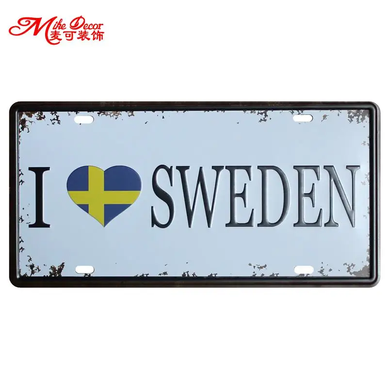 [Mike86] I LOVE SWEDEN металлическая Жестяная Табличка с надписью украшение на стену D 328