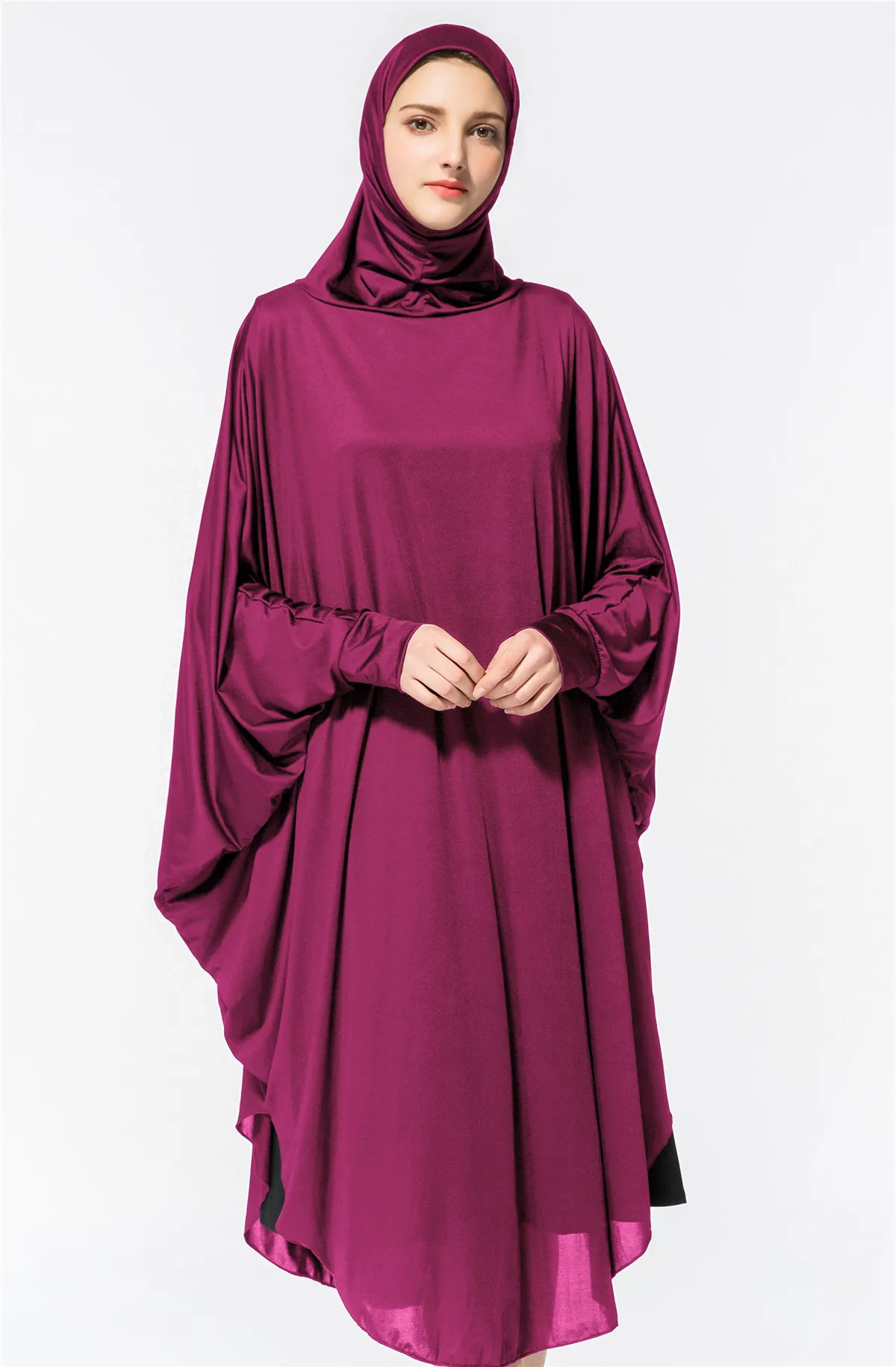 

Women Muslim Worship Thobe Hijab Dress Prayer Bat Sleeve Robe Jilbab Islamic Clothing Abaya Praying Turkish Headscarf Ramadan