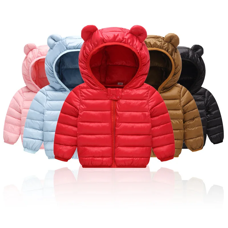Light Children Jacket Cute Outerwear Boy And Girl Autumn Warm Down Ears Hooded Coat Teenage Parka Kids Winter Size 6M-4T | Детская