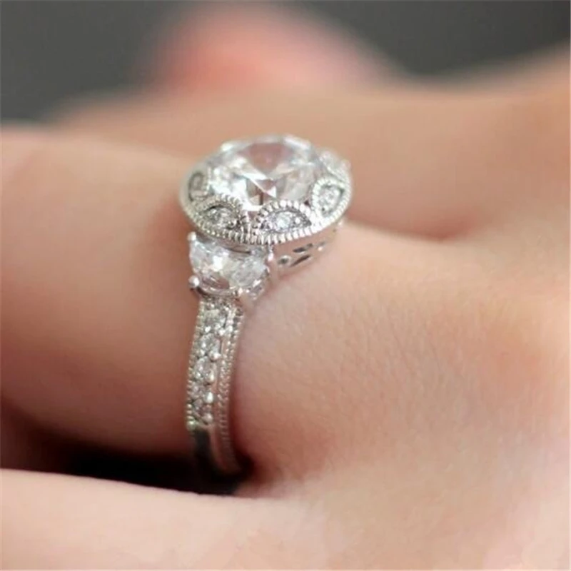 AAAAA White Zircon Золото/серебро, шикарные изящные кольца в виде снежинок для женщин, девушек, Обручальные, свадебные, вечерние, Anel ювелирные изделия, подарок, bague femme Z2 - Цвет основного камня: AAAAA White Zircon