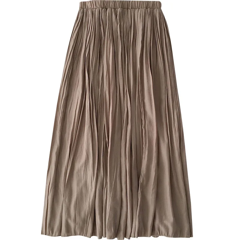 Длинная Плиссированная юбка популярные Женские однотонные офисные юбки до