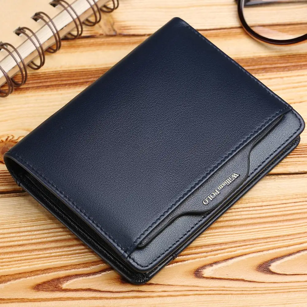 WilliamPOLO Men Wallet Short Credit Card Holder Bifold Genuine Leather Small Multi Case Slots Oe Cowhide New | Багаж и сумки