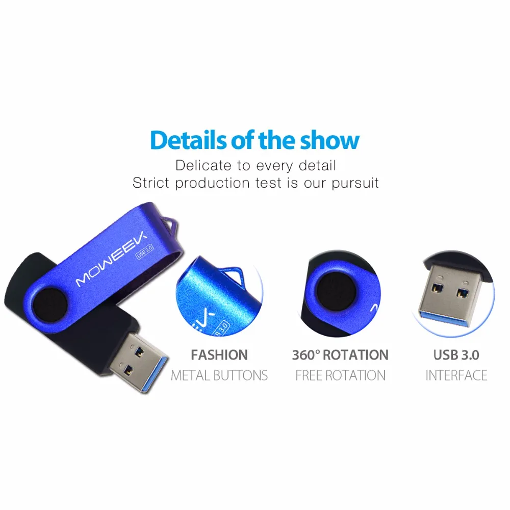 Moweek USB 3.0 High Speed карту флэш-памяти с интерфейсом 2017 поворотный металлический 128 г 64