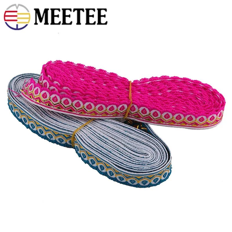 Meetee 3pcs(1pc=7meters) 15mm Ethnic Jacquard Lace Trims Polyester Webbing DIY Wedding Scrapbook Hand Clothing Accessories | Дом и сад