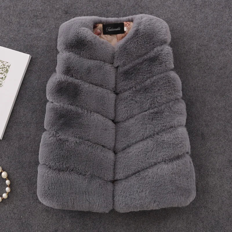 

Elegant Rabbit Fur Girls Vest Fashion Warm Kids Waistcoat Faux Fur Baby Girls Jackets Coats Winter Children Vest Outwear TZ237