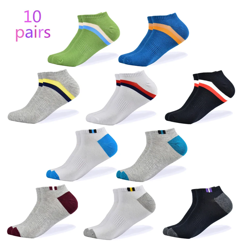 10 pairs of socks-6 Мужские носки, новейший дизайн, носки-башмачки, короткие, летние, дышащие, большие размеры(42-47), высокое качество, цветные, хлопковые, мужские носки - Цвет: 10 pairs of socks-6
