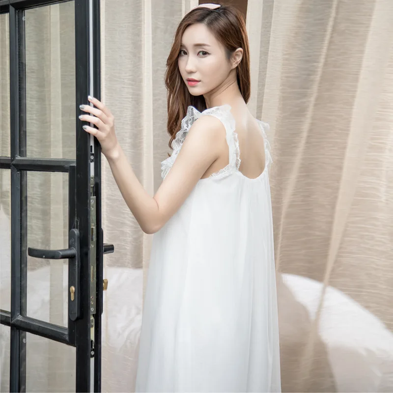 Ночная рубашка женские ночные рубашки Модальная пикантная кружевная ночная