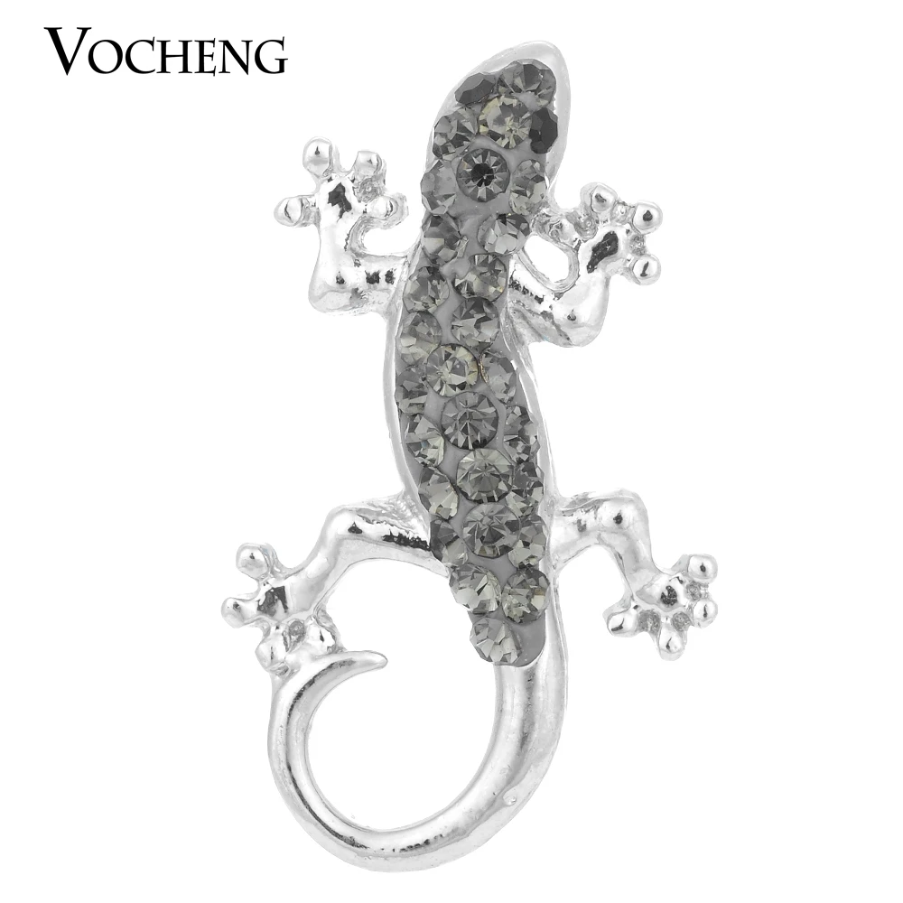 

10PCS/Lot Wholesale Vocheng 18mm Gecko Snap Charm Inlaid Gray Crystal DIY Charms Vn-1063*10 Free Shipping