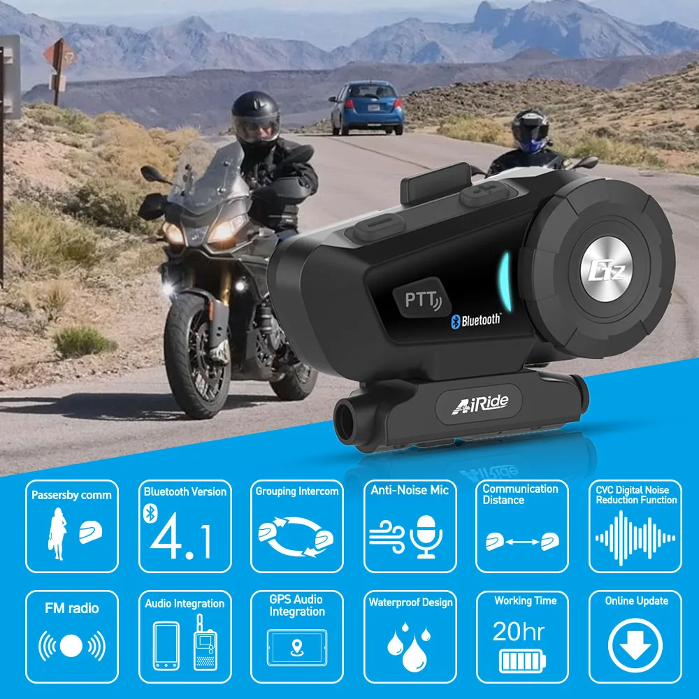 AiRide G2 мотоцикла система внутренней связи по Bluetooth Мото Шлемы-гарнитуры