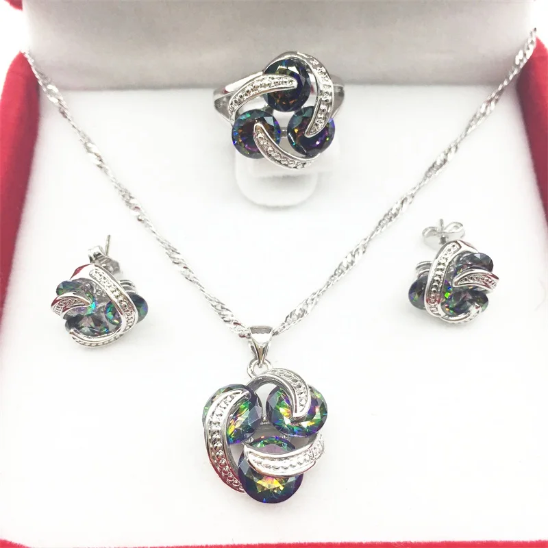 Комплект из колье и серёг серебра 925 пробы|necklace pendant ring|earrings necklacesilver jewelry set |