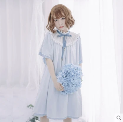 

Princess sweet lolita dress [Dolly Delly] original endless summer Lotus leaf sleeve Lolita loose kindergarten dress Dolley-0032