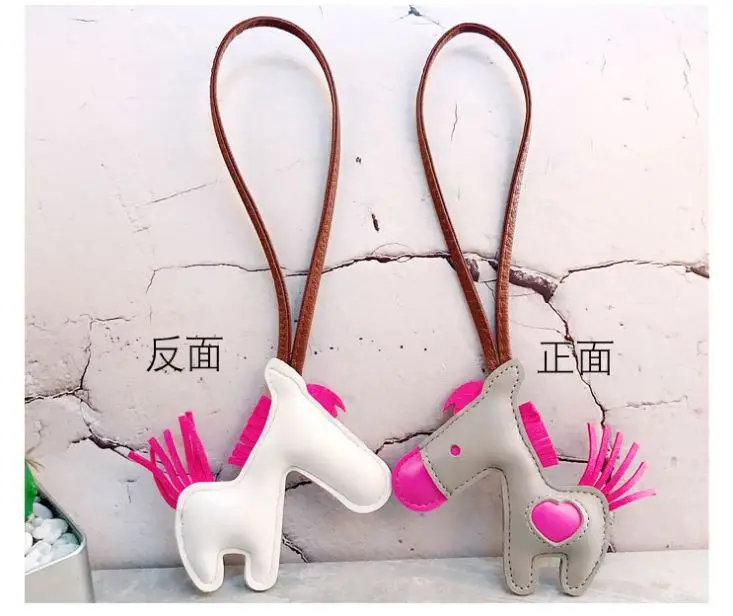 GRACE MOMENTS 8 Colors Men Genuine PU Leather Cute Horse Keychain Metal Car Key Ring Women Chain Holder Accessories | Украшения и