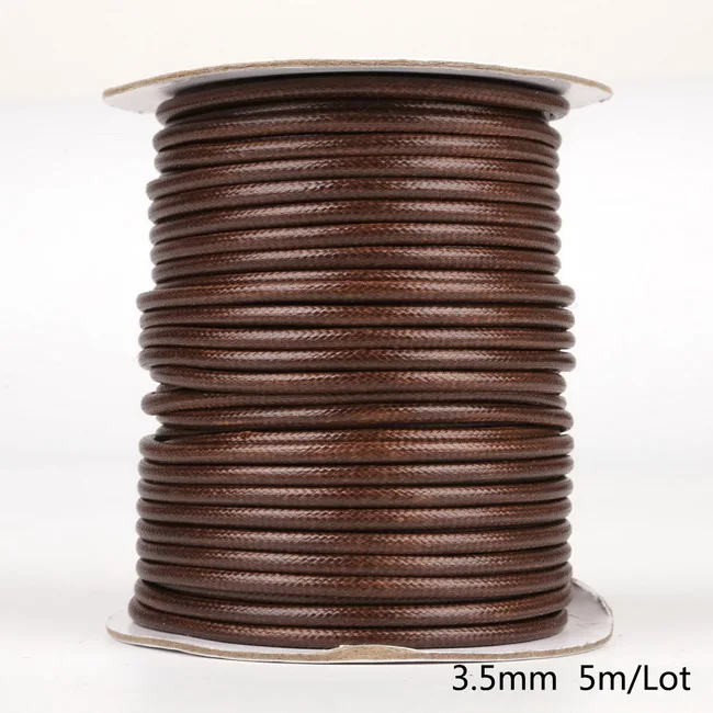 Round 3 5mm Brown 10/5 м рулон вощеная нить Заводская Полиэстровая сетчатая тесьма шнур коричневый, черный корейский шнур ремень колье Цепочки и ожерелья Бисер веревка подходит браслет "сделай сам" - Цвет: Round 3 5mm Brown
