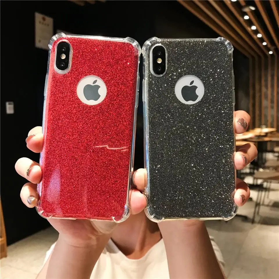 Чехол для iPhone X противоударный блеск силиконовый чехол ТПУ Мягкий украшенная