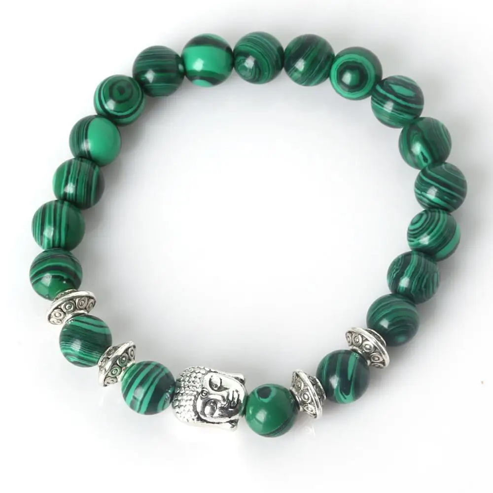 6mm/8mm/10mm Charm Bracelet With Natural Stone Beads Loose Round Malachite Peacock Beaded For Women Friend Gift | Украшения и