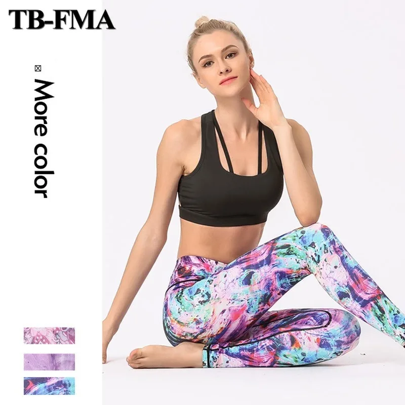 TB-FMA, женские штаны для йоги, спортивная одежда для бега, эластичные леггинсы для фитнеса, бесшовный контроль живота, компрессионные колготки для спортзала