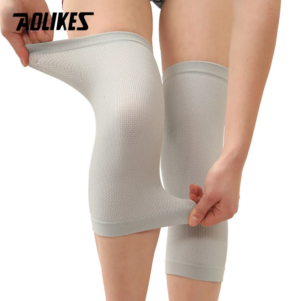 

AOLIKES 1 Pair Nylon Thin Knee Brace Men Women S M L Elastic Knee Pad Support Compression Sleeves For Fitness Running Cycling