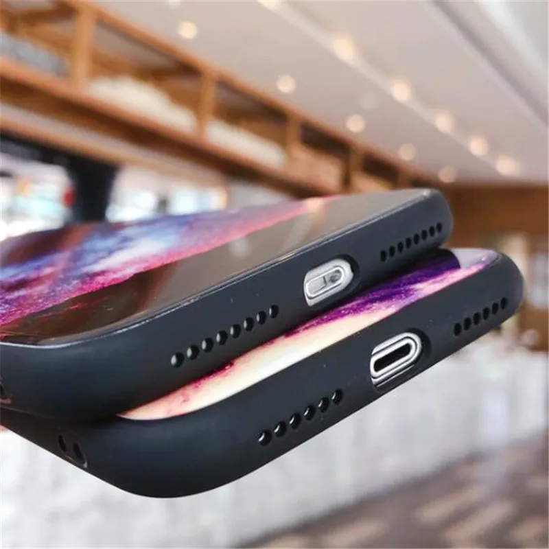 UVR жесткий чехол из закаленного стекла для задней панели телефона Cosmic Planet iPhone X 6 6s