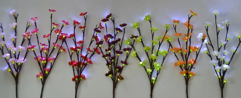 

Бесплатная доставка, 44 шт. в партии, светодиодная батарея, светильник в виде цветущей сливы, 20 л, светодиодный ОД, 7 цветов цветущей сливы на в...