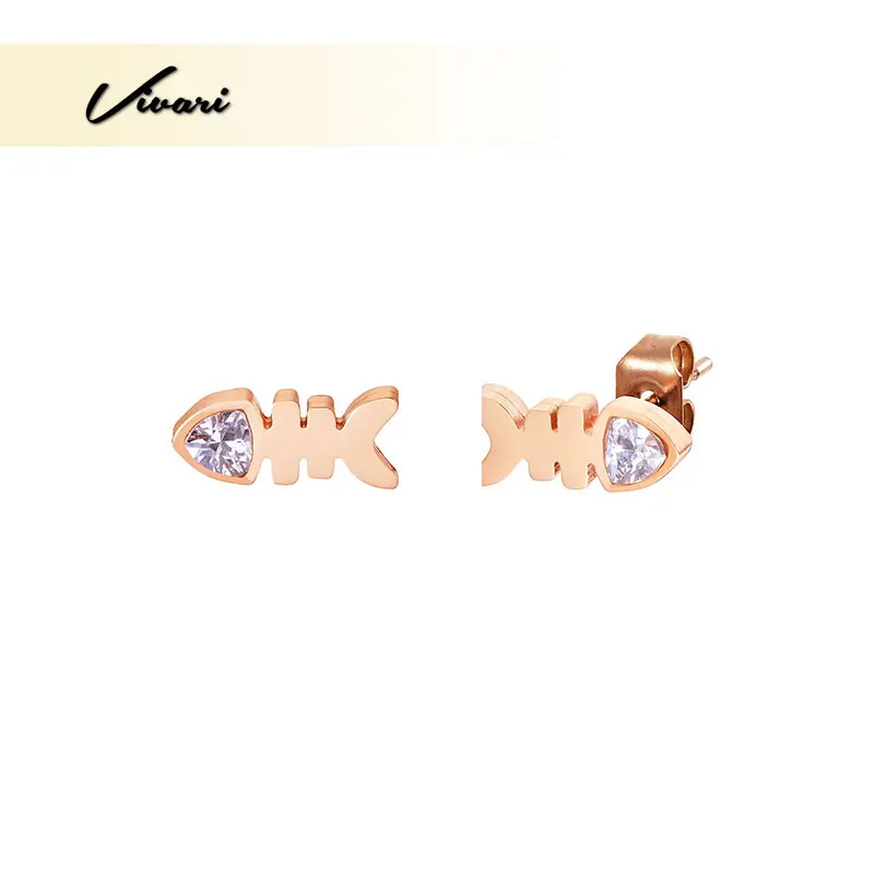 Vivari модные серьги для женщин посеребренные золотые рыбки узор девушки ювелирные