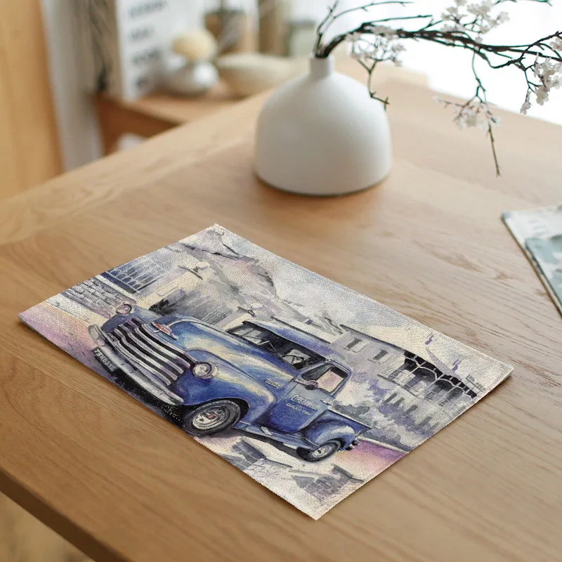 Винтажные салфетки из ткани для старого автомобиля порта Парусников лодок