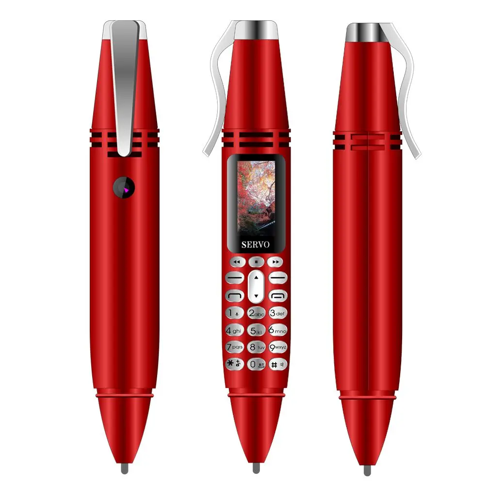 Red Мини ручка мобильный телефон SERVO K07 0,9" крошечный экран двойная SIM GSM камера Фонарик Bluetooth Dialer запись ручка мобильный телефон - Цвет: Red