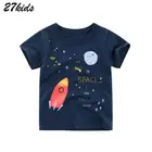 27 Детские футболки с принтом ракеты 2019 г. Летние футболки для мальчиков, детская одежда из хлопка модные детские топы, футболки для детей 9 лет