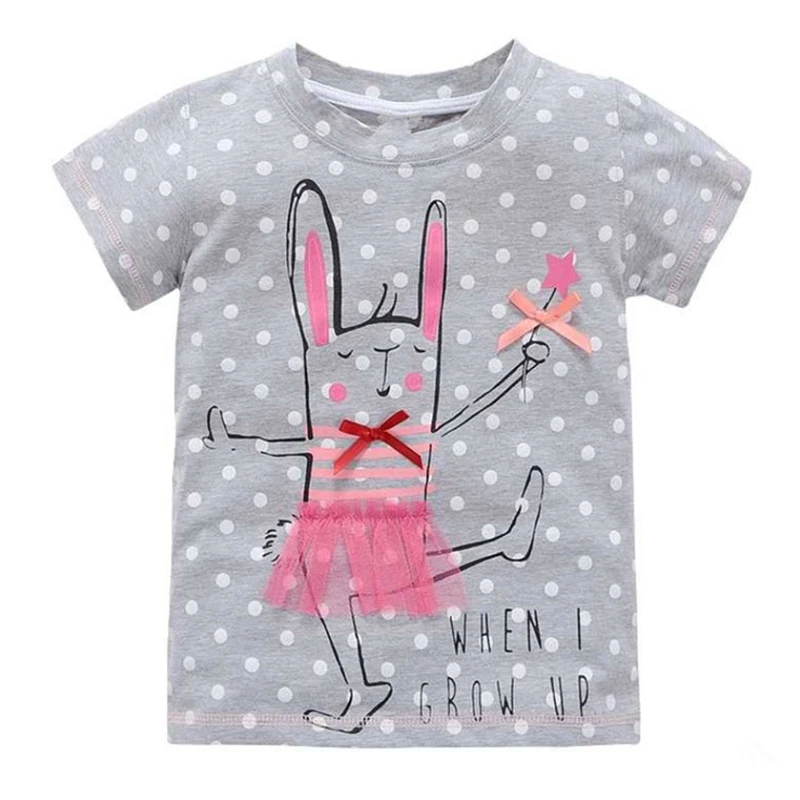 2018 детская футболка для девочек летняя стильная маленьких рубашки с короткими