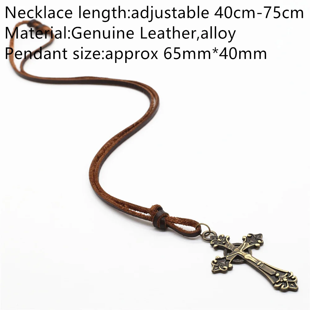 Винтажное коричневое ожерелье ручной работы из натуральной воловьей кожи на