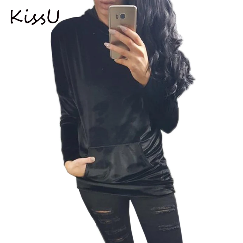 Женщины Досуг Спортивные Костюмы 2017 Зима С Длинным Рукавом Бархата Капюшоном