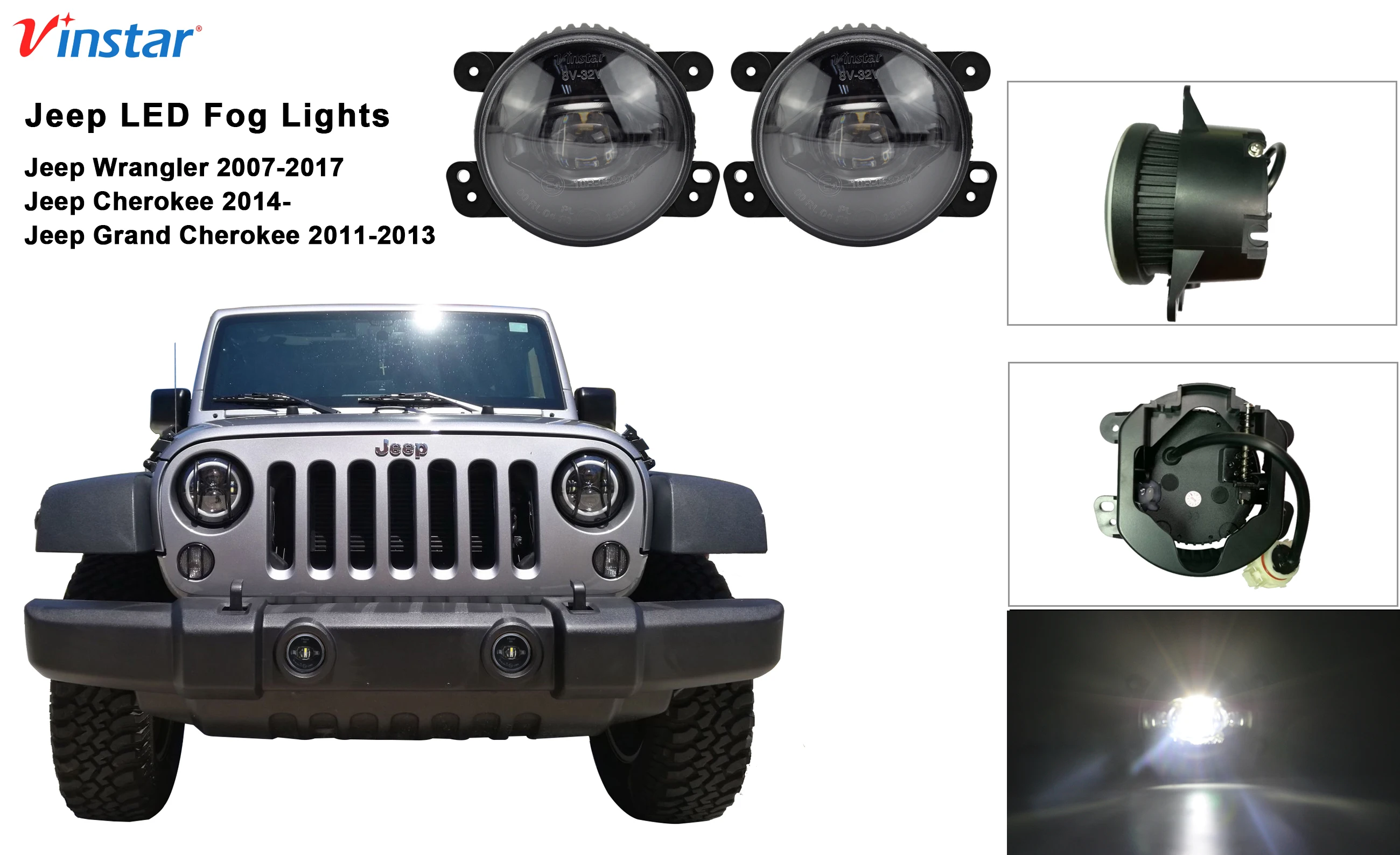 Plug And Play Белый светодиодный передний противотуманный сменный светильник для Jeep