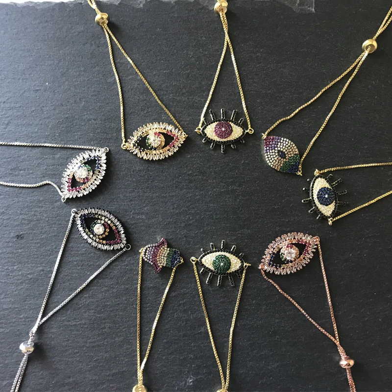 Багет кубического циркония глаз с фианитами браслеты для женщин Шарм Femme золотой