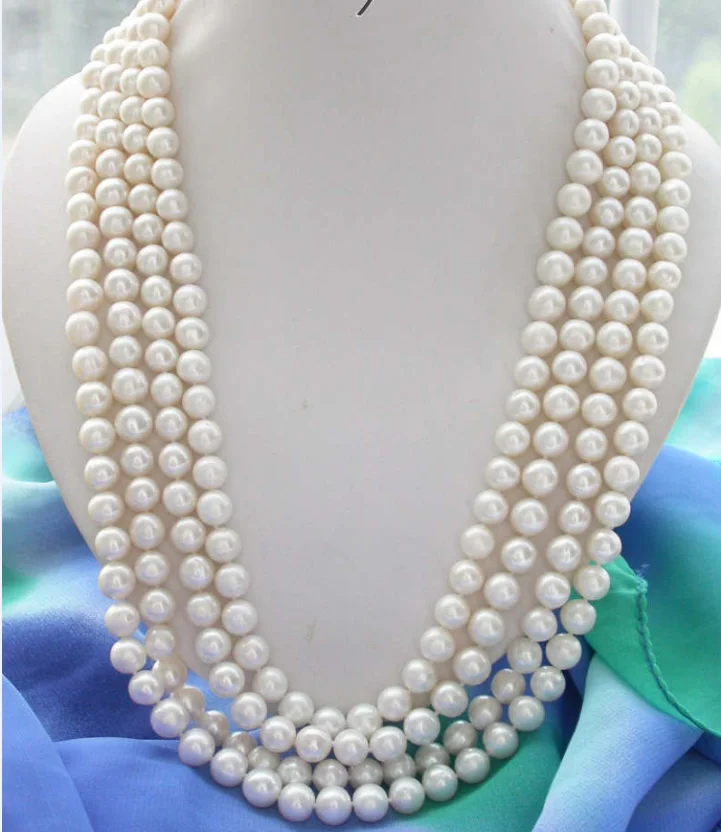 

Fashion new classic 9-10mm south sea round white pearl necklace 60inch