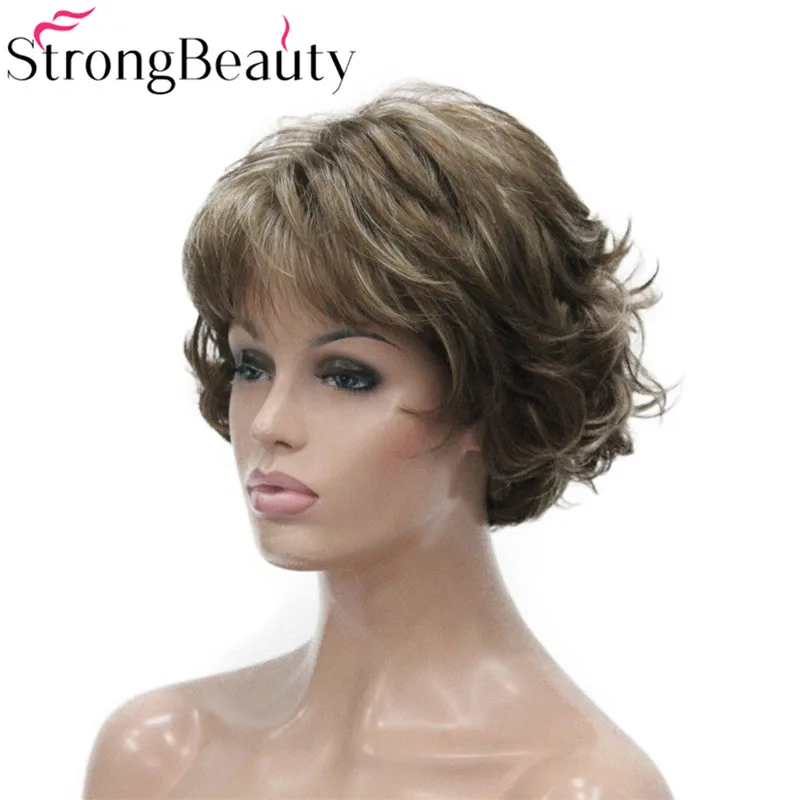 StrongBeauty Short Curly Synthetic Wigs Heat Resistant Capless Hair Women Wig
