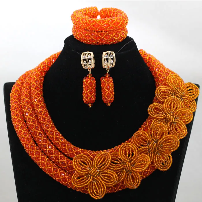 2017 Wedding Statement Necklace Women Luxury Round Flower Beads Jewelry Set Earrings Bracelet Customized Sets hx003 | Украшения и