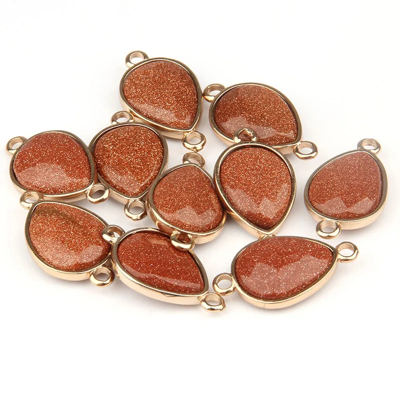 Gold Sand Stone В форме капли воды Натуральный Камень Роза кварцз/тигровый глаз кулон DIY для ожерелья или ювелирных изделий 16 цветов - Окраска металла: Gold Sand Stone