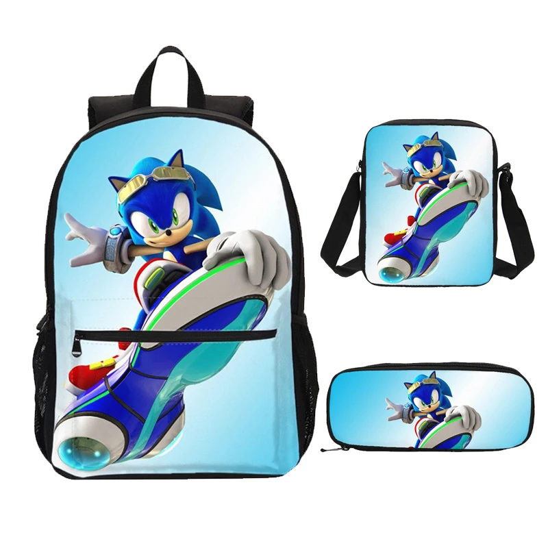 Рюкзак карандаш Sonic The Ежик для мальчиков и девочек 3 шт./компл. с 3D принтом|Мужские