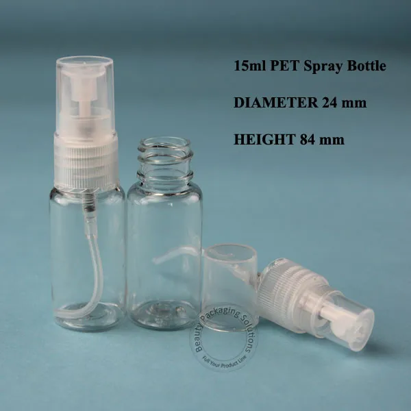 Акция! 100 шт./лот 15 мл ПЭТ флакон для духов контейнер распыления 1/2 унции