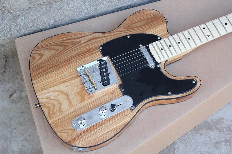 Factory Wholesale ASH Wood String-Thru-Body Electric Guitar with Black Pickguard Chrome Hardwares Offer Customized | Спорт и