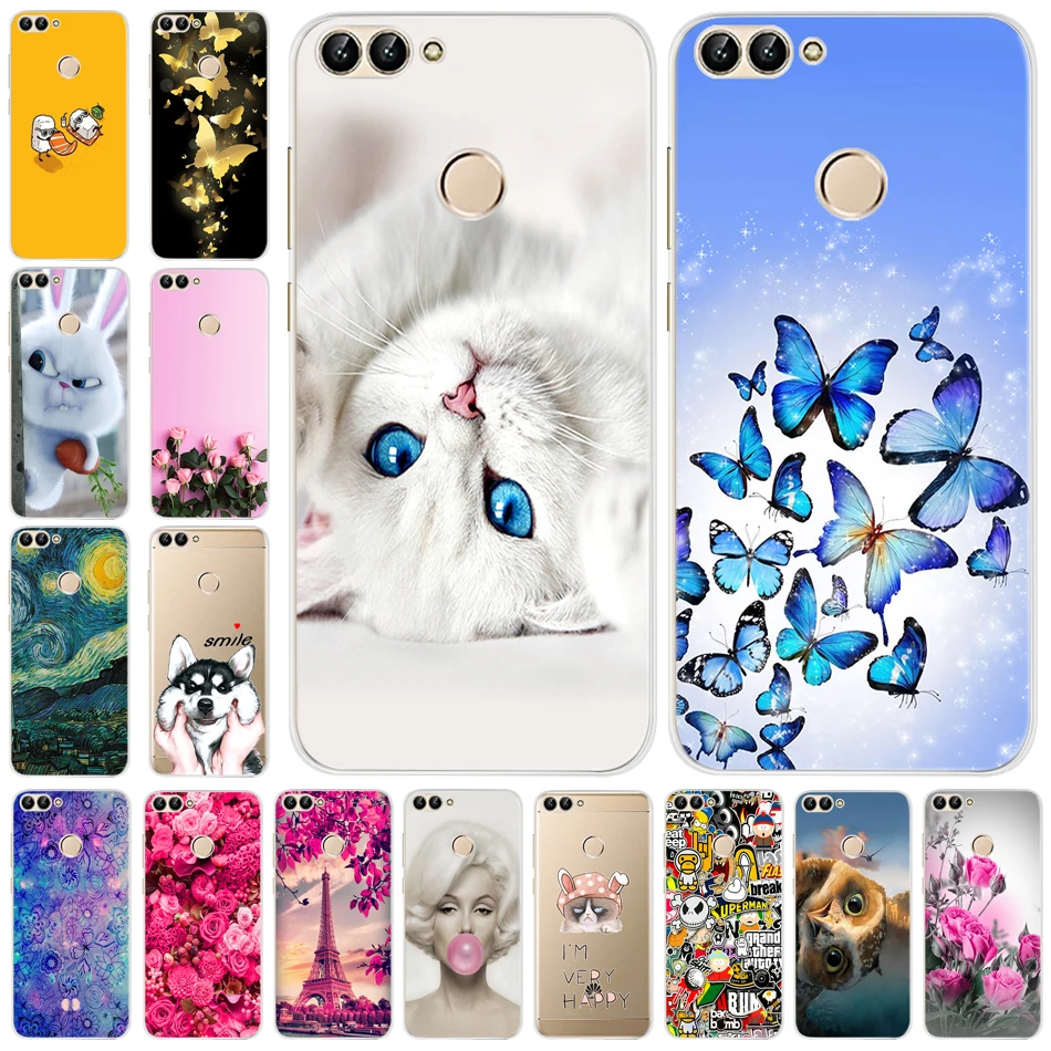 Для Fundas huawei P, умный чехол, силиконовый 3D, мягкий, симпатичный, из ТПУ, с рисунком, прозрачный чехол на заднюю панель телефона s для huawei P Smart Plus, чехол FIG-LX1