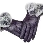 Feitong Для женщин softgenuine кожа Прихватки для мангала кролик Мех животных линии Твердые Чистая варежки для леди утолщенной Теплые Элегантные Прихватки для мангала - Цвет: Blue