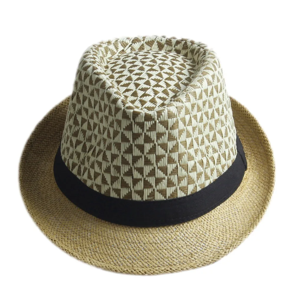 Шляпа женская Соломенная в стиле бохо Пляжная федора от солнца шляпа-трилби