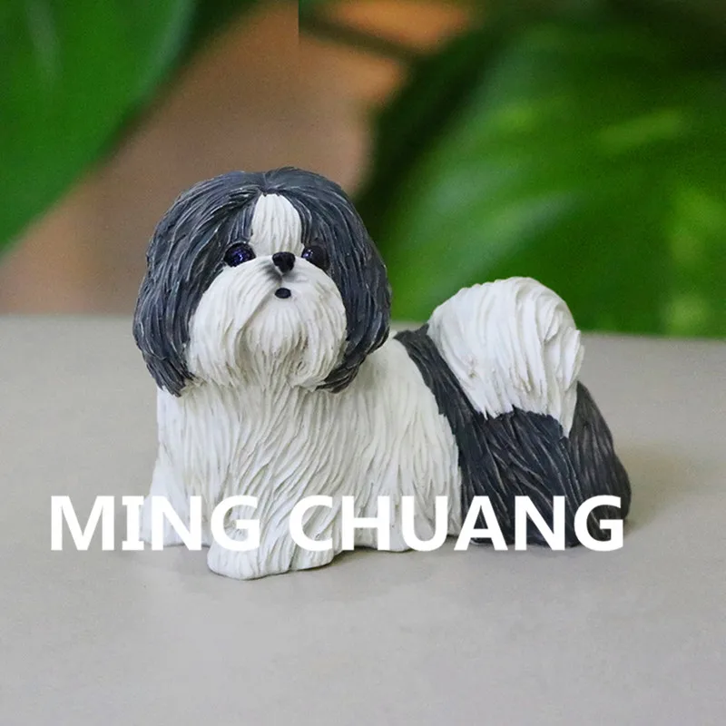 Миниатюрная Милая имитационная статуя щенка хризантема Shih Tzu уход за собаками