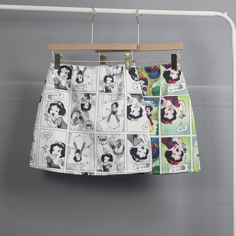 Gothic Cartoon Cute Print Comic Skirt Summer A Line Short Streetwear Ulzzang Skirts Womens Gonne Donna Estive Faldas Cortas