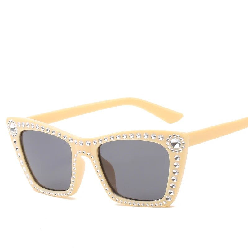 Модные негабаритные солнцезащитные очки со стразами женские квадратные оправы
